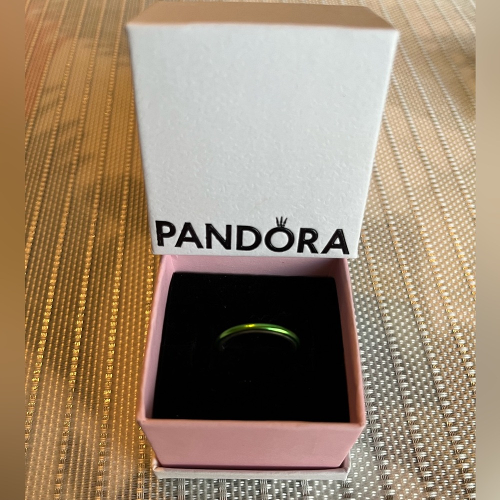 Authentic Pandora Silver and Green Ring